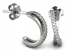 Lovrin Rodiumozott ezüst fülbevaló 925-ös, stekkeres, cirkónia kövekkel, 1, 68g ajándéknak is kiváló