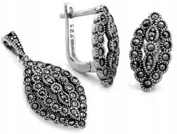 Lovrin Ezüst ékszerszett nőknek, 925-ös, oxidált, markazitokkal, ajándékba (Lovrin)