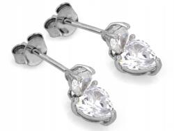 Lovrin Ezüst függő fülbevaló két szívvel és cirkóniával 925-ös finomságú, 1.67g súlyú, ajándéknak