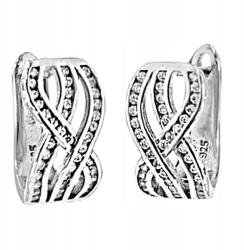 Lovrin 925-ös ezüst fülbevaló, széles, áttört, cirkónia kövekkel díszített, angol kapcsos (Lovrin107615)