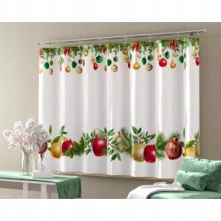 Firany24 Karácsonyi nyomtatott fátyolfüggöny Színes gömbök 150 cm méterenként (AWAD7450150)