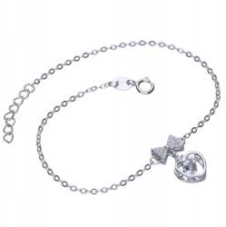 Lovrin Divatos ezüst 925 karkötő szívvel és masnival, cirkóniákkal díszítve