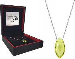 Lovrin 925-ös ezüst nyaklánc markiz fazonú zöld kvarc kővel, ajándék medállal (Lovrin)