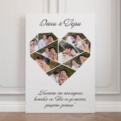 Art Gift Decor Картина от канава със снимки - Любовно сърце