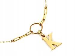 Lovrin Arany nyaklánc 585 Kör És K Betű 0, 92g női divatos minta 14k ajándék (LOVRIN 65386)