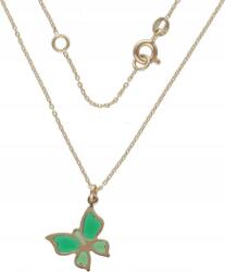 Lovrin Arany nyaklánc női 585 pillangó zöld színű, modern mintás láncon (Lovrin 60067)