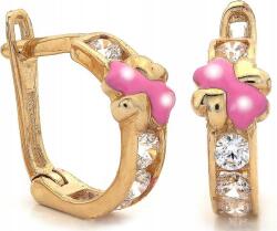 Lovrin Arany fülbevaló kislányoknak, 585-ös, cirkónia kövekkel és rózsaszín zománccal, divatos 14 karátos (50753492)