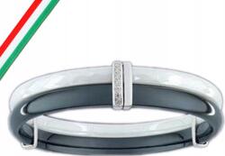 Lovrin Ezüst uniszex karkötő 925 fekete és fehér kerámia eredeti ajándék (Lovrin)