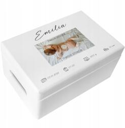 Creative Deco Gravírozott doboz születési emlék ajándék keresztelő évforduló születésnap 30x20 (JANCDSD130CUSTOMPHOTOBMEMFBM-W)