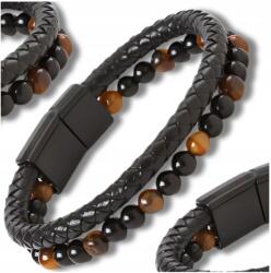EdiBazzar Férfi bőr karkötő természetes kövekkel és gyöngyökkel (5905884063156)