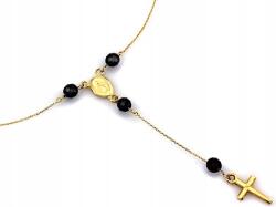 Lovrin Arany nyaklánc 585 divatos rózsafüzér fekete kövekkel r42 divatos minta 14k