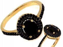 Lovrin Elegáns arany gyűrű 585 fekete markiz kövekkel és fekete cirkóniákkal, 2.71g