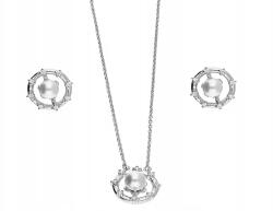 Lovrin 925-ös ezüst ékszerszett gyöngyökkel és cirkóniával, divatos mintával, ajándéknak is kiváló (Lovrin 67835)
