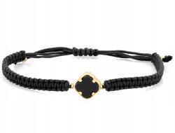 Lovrin Arany zsinór karkötő 585 fekete széles zsinórral fekete lóhere (Lovrin 92632)
