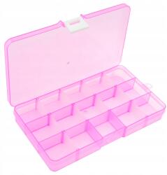  15 Rekeszes Hordozható Rózsaszín Tárolódoboz, Alkalmas Háztartási Használatra/Ékszerekhez (EPC_HSO_10G+Color-Pink)