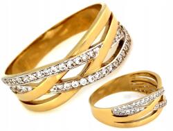 Lovrin Arany női gyűrű 585-ös finomságú cirkónia kövekkel, hullám mintás, ajándékba, 18-as méret (62097887)