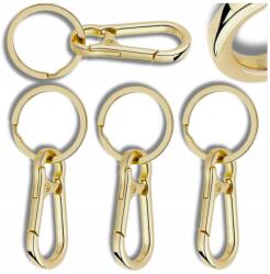 EdiBazzar Fém kulcstartó arany karabiner kulcskarikák 4 db medál (Metalowy Brelok do kluczy karabińczyk)