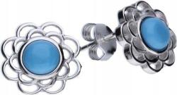 Lovrin 925-ös ezüst fülbevaló türkizzel, virág mintával, 2, 40 g, mutatós ezüstből (Lovrin 46904)