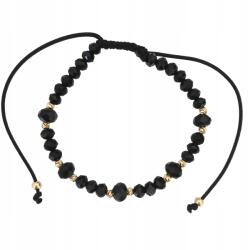 Lovrin 585-ös arany szürke zsinóros karkötő fekete gyöngyökkel és arany golyókkal, 14 karátos (62485127)