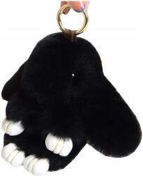 EdiBazzar Kulcstartó Nyuszi táska medál fekete női bolyhos boho pompon (5904555959873)
