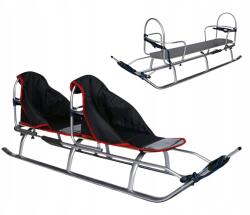 Skyline Alumínium szánkó háttámlával, iker matraccal, fekete színben, LED-del, ajándék gyerekeknek (SD0001)