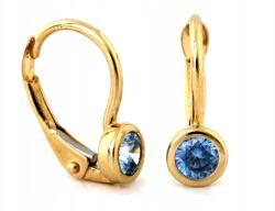 Lovrin Finom, 585-ös arany fülbevaló kék cirkóniával, 1, 26g, angol kapcsos