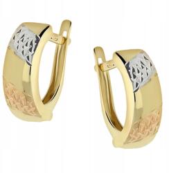 Lovrin Arany fülbevaló 375 lemezkékkel, angol kapcsos, háromféle arany színben, divatos ajándék