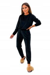  Női velúr szett - blúz nadrág, fekete, kényelmes szabadidőruha