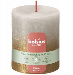 Bolsius Rusztikus díszgyertya, oszlop alakú, tönk hatású, szürke homok/arany színű Bolsius 8 cm (8717847151223)