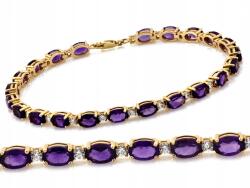 Lovrin Arany karkötő 585, lila, ovális cirkónia kövekkel díszítve, ajándék, r19-es méret (Lovrin)