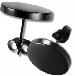 EdiBazzar Fekete kerek fülbevaló hamis alagút férfi női sebészeti acél punk (Kolczyki unisex fake tunel czarne)