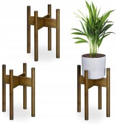 Relaxdays Növényállvány virágcserepekhez, fa, 3 darabos relaxdays (10048544)