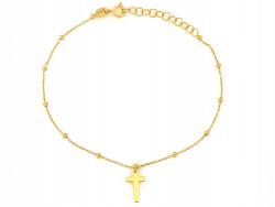 Lovrin Női ezüst karkötő 925 aranyozott, golyókkal és kereszttel, 1.04g, r20 (63521359)