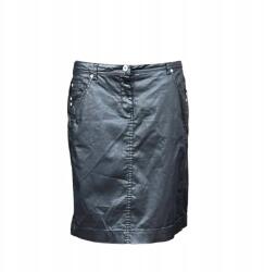  Pamut Térdig Érő Szoknya, Bőrhatású, Elegáns, Fekete, 35-ös Méret (UB000059)