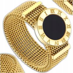 EdiBazzar Arany Gyűrű karikagyűrű sebészeti acél 18K aranyozott egyszerű mesh kör (Złoty pierścionek stal chirurgiczna pozłacany)