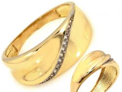 Lovrin Elegáns, 585-ös (14 karátos) arany gyűrű fehér cirkónia kövekkel, 3.47g