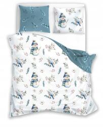 Faro Karácsonyi ágyneműhuzat 220x200 Scandic fehér kék hóember levelek Faro (Scandic 061)