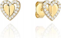 Lovrin Arany fülbevaló 585 szív alakú cirkóniákkal körberakva, stekkeres, divatos ajándék