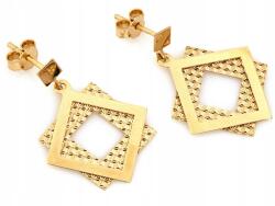 Lovrin Arany fülbevaló 585, lógós, két négyzetből álló, áttört mintával, stekkeres, ajándék