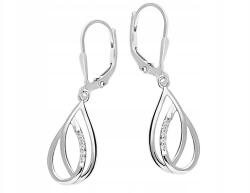 Lovrin 925-ös ezüst fülbevaló, függő, áttört mintás, csepp alakú, cirkónia köves, női, elegáns (Lovrin 68250)