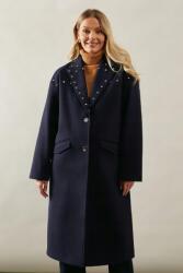 Wallis Klasszikus Sötétkék Oversize Kabát Kétsoros Díszítéssel Wallis 46