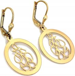 Lovrin Női arany fülbevaló, lógó, ovális, áttört mintás, ajándékba, 14 karátos arany, divatos
