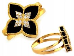 Lovrin Női arany gyűrű 585-ös finomságú, virág alakú köves díszítéssel, látványos, 22-es méret (62107841)