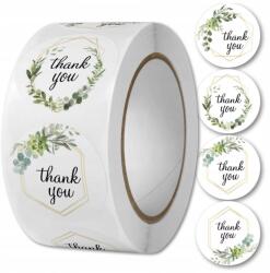 Matrica szett, 500 db tekercsen, ajándékokhoz, kerek, Diy, Köszönöm, fehér