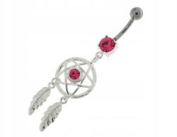 Lovrin Ezüst fülbevaló 925 álomfogó rózsaszín egyedi mintával ajándékba bedugós (Lovrin 63267)