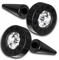 EdiBazzar Fekete karika fülbevaló fake tunnel férfi női sebészeti acél cirkóniával (Kolczyki unisex fake tunel czarne 8 mm)