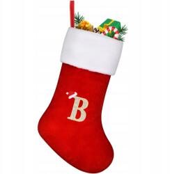Nagy, 45 cm-es piros karácsonyi zokni "b" betűvel (B0CLRT3LJS)