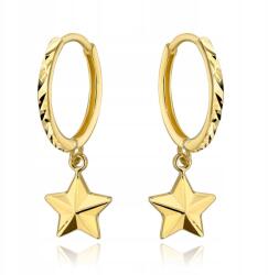Lovrin Arany karika fülbevaló 585 függő, gyémántcsiszolású csillaggal, ajándékba, 14k (58719287)