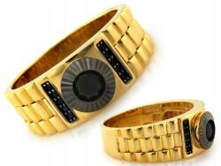 Lovrin Arany pecsétgyűrű 585 fekete ónixszal és cirkóniákkal díszítve 6, 96g R28 ajándékba (Lovrin)