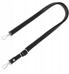 EdiBazzar Öv táskához, fekete bőr, állítható, erős, divatos, ezüst színű (Pasek regulowany do torby torebki czarny)